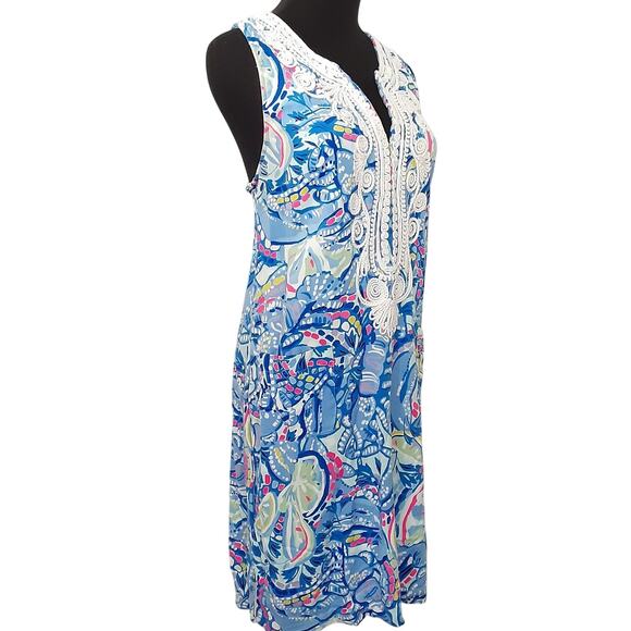 Lilly Pulitzer Carlotta Stretch Shift Dress Blue Peri Pinch Pinch Womens 8 Beach - Picture 5 of 14